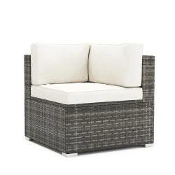 Eckteil Rattanlounge KRETA grau/weiss