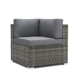 Eckteil Rattanlounge KRETA grau/anthrazit