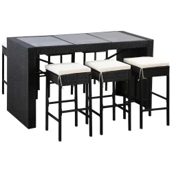Rattan Bar Set MODENA schwarz