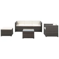 Rattanlounge SALERNO grau/beige