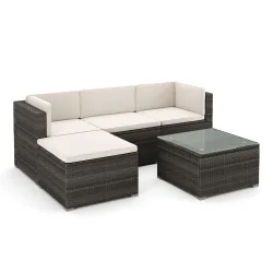 Rattanlounge MILOS grau/beige