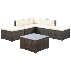 Rattanlounge FARO grau/beige