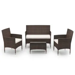 Gartenset Rattan MALIA dunkelbraun/weiss