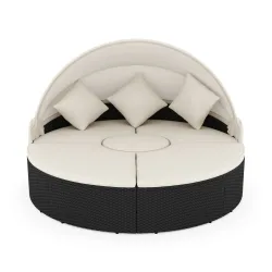 Rattan Sonneninsel CARPI schwarz/beige