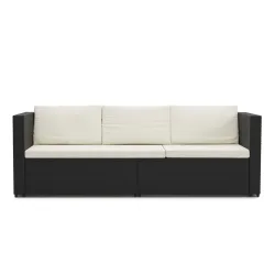 Rattan Sofaliege CAIRNS schwarz/weiss