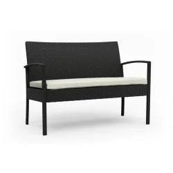 Gartenbank Rattan 108 cm schwarz