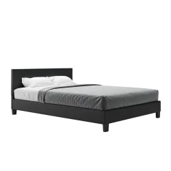 Lederbett DOZE 140 x 200 cm schwarz