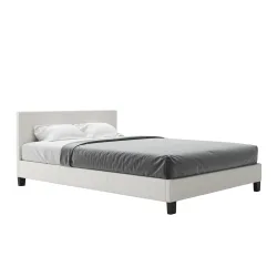 Lederbett DOZE 140 x 200 cm weiss