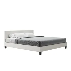 Lederbett DOZE 180 x 200 cm weiss