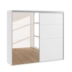 Kleiderschrank Schiebetüren mit Spiegel REVA 230 cm weiss
