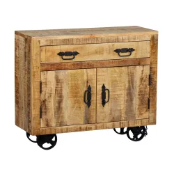 Sideboard Holz Vintage BASIL auf Rollen 80 x 70 cm
