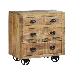 Kommode Holz Vintage FABRIZIO auf Rollen 70 x 75 cm