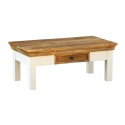 Beistelltisch Holz ALEXA 100 x 55 x 40 cm weiss/natur