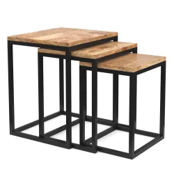 Beistelltisch Holz TOM 3-teilig natur/schwarz