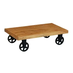 Beistelltisch Holz Vintage COOPER mit Rollen 110 x 60 x 30 cm