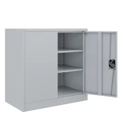Aktenschrank mit 3 Böden 90 x 90 cm grau