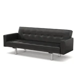 Schlafsofa Leder YALE schwarz