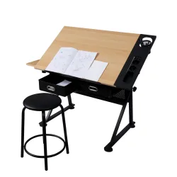 Zeichentisch mit Hocker 98 x 60 x 110 m braun/schwarz