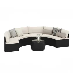 Rattanlounge SEASIDE schwarz/weiss