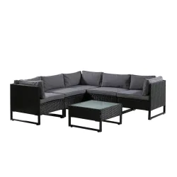 Rattanlounge CAPITOLA schwarz/anthrazit