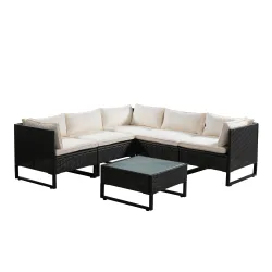 Rattanlounge CAPITOLA braun/weiss