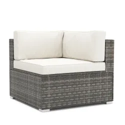 Eckteil Rattanlounge LINDOS grau/weiss