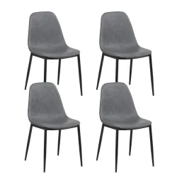 Esszimmerstuhl Leder CHAD 4er Set anthrazit