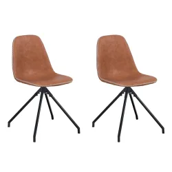 Esszimmerstuhl Leder DEVIN 2er Set braun