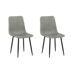 Esszimmerstuhl Leder SKY 2er Set grau