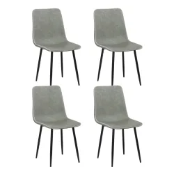 Esszimmerstuhl Leder SKY 4er Set grau