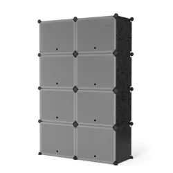 Schuhschrank Steckregal schwarz 8 Boxen