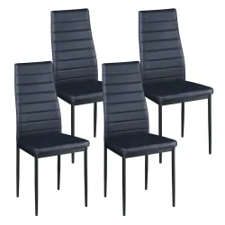 Esszimmerstuhl Leder TIM 4er Set schwarz