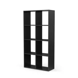 Bücherregal Raumteiler LIAM 8 Fächer 72 x 142 cm schwarz