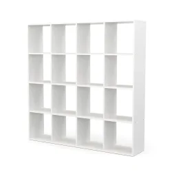 Bücherregal Raumteiler NIMA 16 Fächer 142 x 142 cm weiss
