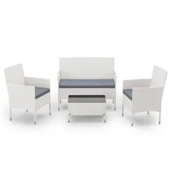 Gartenset Rattan MALIA weiss/grau