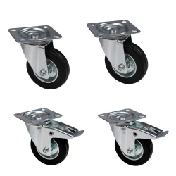 Schwerlastrollen Vollgummi 4er Set 125 mm