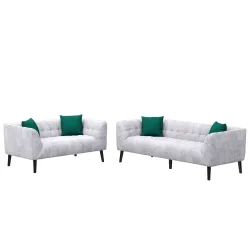 Sofa Set Samt MERLIN grau