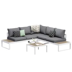 Lounge CAMILA anthrazit/weiss/braun