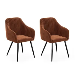 Esszimmerstuhl Samt LEE 2er Set braun