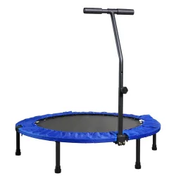 Fitness Trampolin mit Haltestange blau