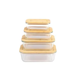 Vorratsbehälter Set Glas 4-teilig mit Bambusdeckel