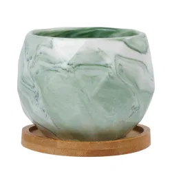 Blumentopf Keramik eckig 8 cm grün