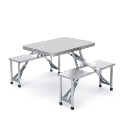 Campingtisch Garnitur klappbar 85 cm silber