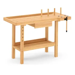 Werkbank mit Schraubstock Holz 126 x 50 cm