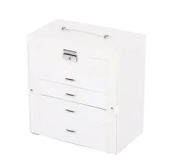 Schmuckkästchen abschliessbar 4 Schubladen weiss