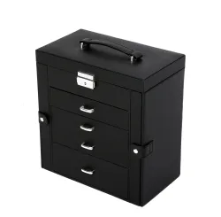 Schmuckkästchen abschliessbar 4 Schubladen schwarz