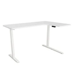 Stehpult Eckschreibtisch elektrisch PREMIUM weiss 160 x 110 cm