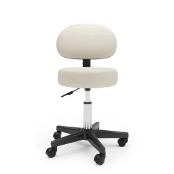 Drehstuhl Rollhocker mit Rückenlehne beige