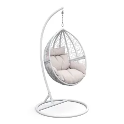 Hängesessel mit Gestell PANAMA weiss/beige