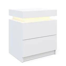 Nachttisch LED MOYA 2 Schubladen weiss